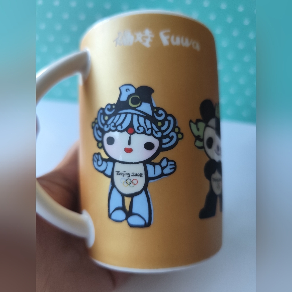 4/$50⭐️2008 Olympic Games Beijing Coffee Cup/Mug with The Official Mascot Fuwa